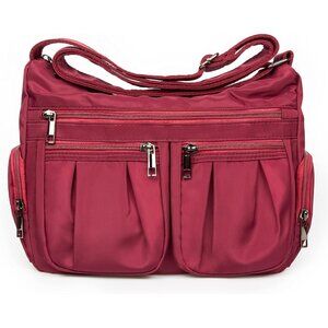 Women Red-m Nylon Water Resistant Anti Theft Travel Crossbody Shoulder Bag